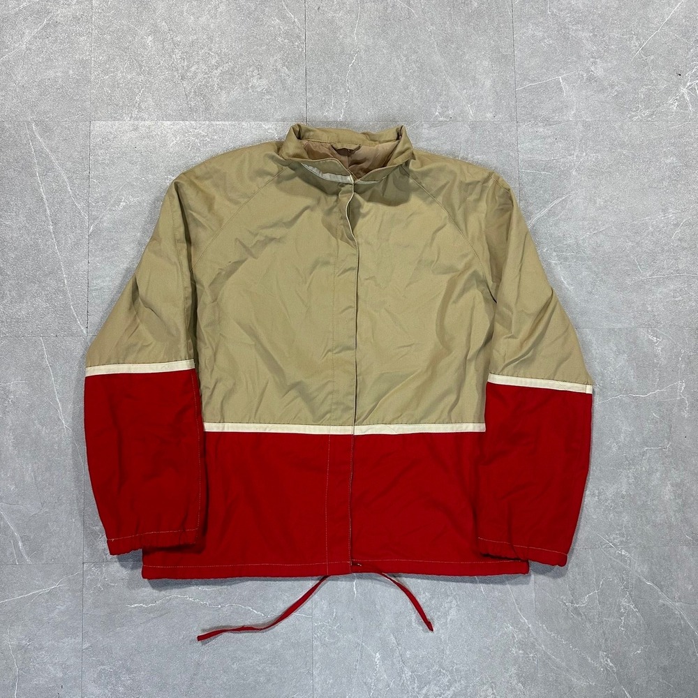 Vintage Sportworks Mens Colorblock Windbreaker Jacket Tan Red RN 57904 Small